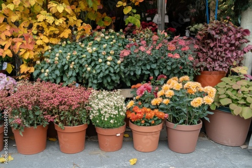 Floral Display with Potted Plants