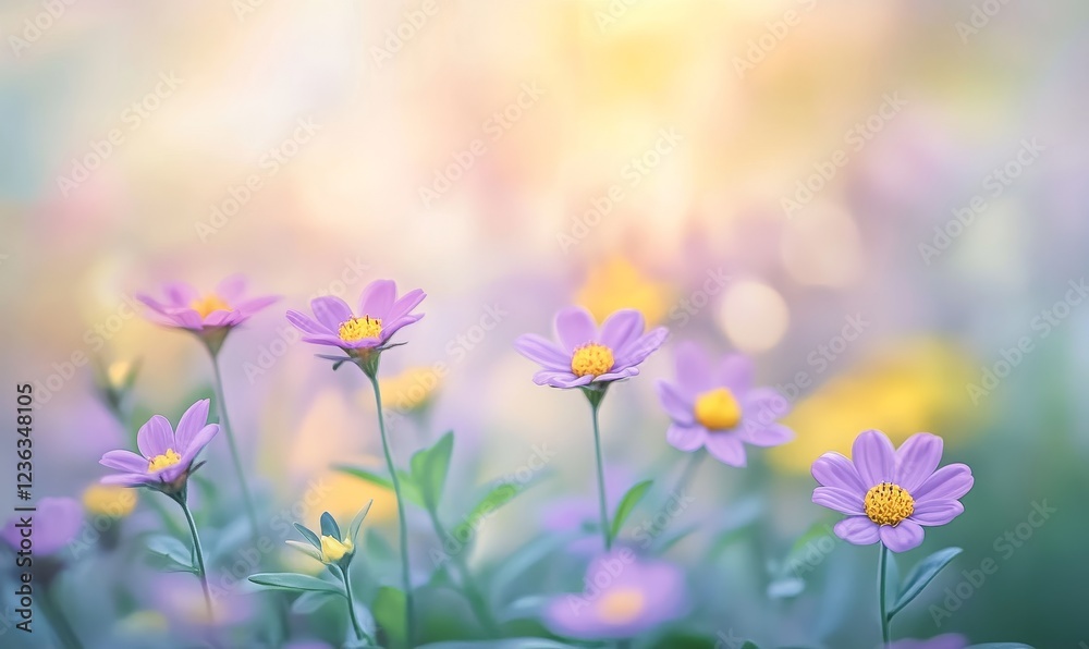 Purple flowers sunset garden bokeh background design Purple flowers sunset garden bokeh background design