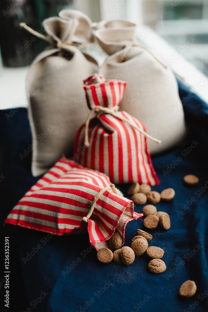 custom made wallpaper toronto digitalLittle, decorative burlap sacks in a windowsill. One sack spilled baked goods