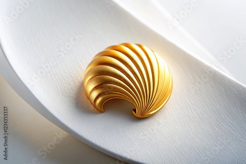 Minimalist Golden Shell Spiral Logo Design on White Background photo