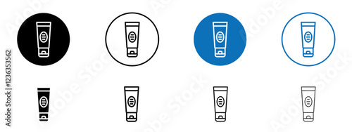 Face wash icons collection in black and blue on white background