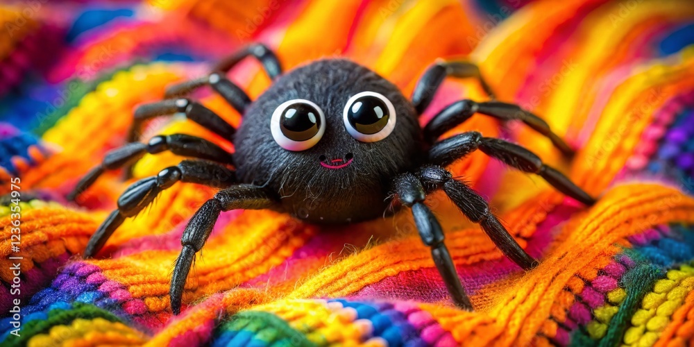 Naklejka premium Cute Cartoon Black Spider Halloween Fashion Photography