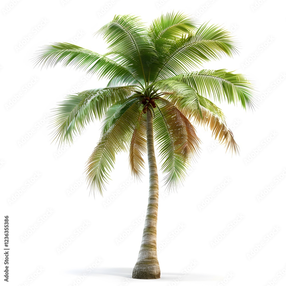 Obraz premium Lush Tropical Palm Tree Isolated on White Background for Design Use