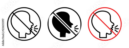 No talking sign in black and red colors on white background