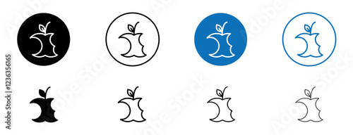 Organic waste icons collection in black and blue on white background