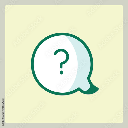 A stylized question mark icon inside a speech bubble with a green outline and light background