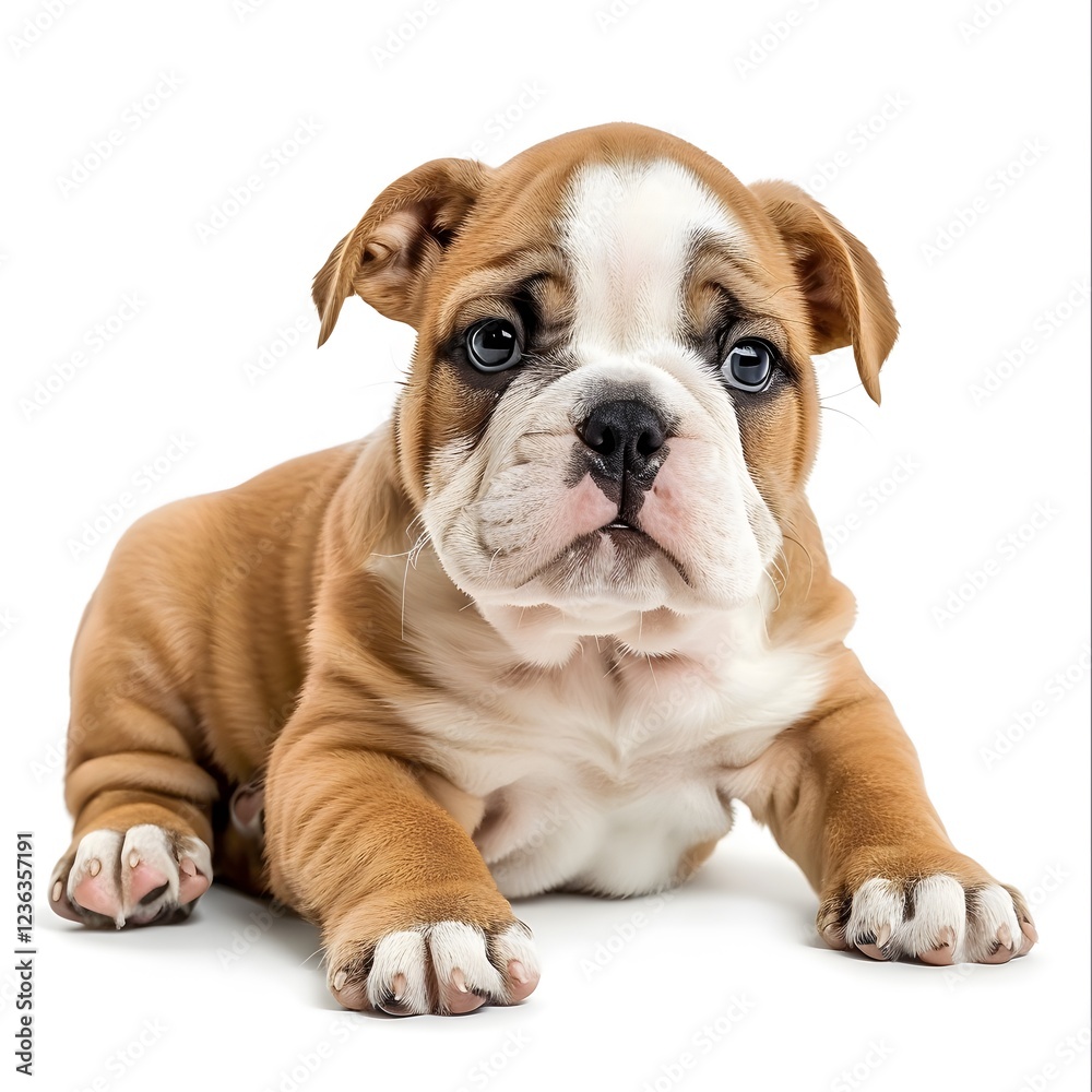 Obraz premium Adorable Bulldog Puppy with Short Coat and Expressive Eyes