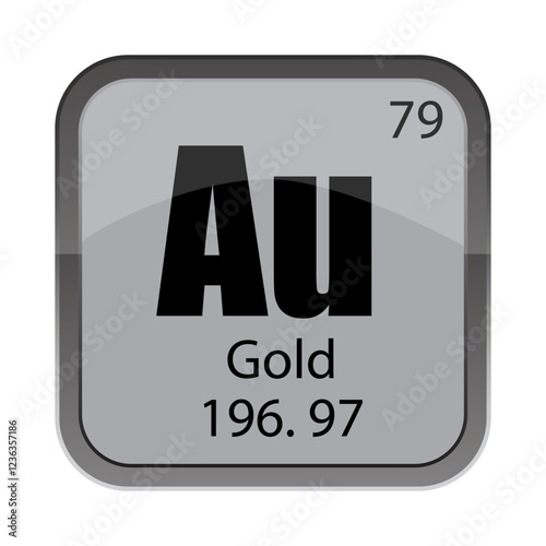 Au gold symbol. 79 seventy nine sign. 196.97 weight info. One hundred ninety six point ninety seven mass.