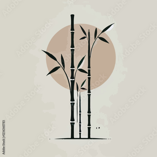 vector black silhouette of bamboo tree