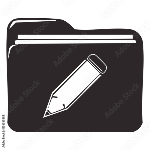 Pencil and folder icon. Simple illustration of pencil and folder icon for web