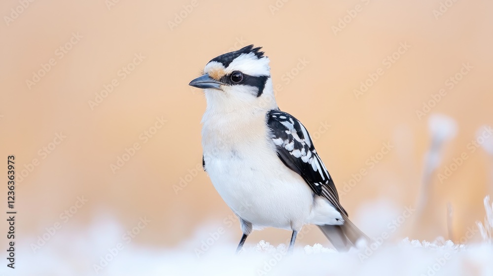 Obraz premium White bird snowy field winter nature wildlife