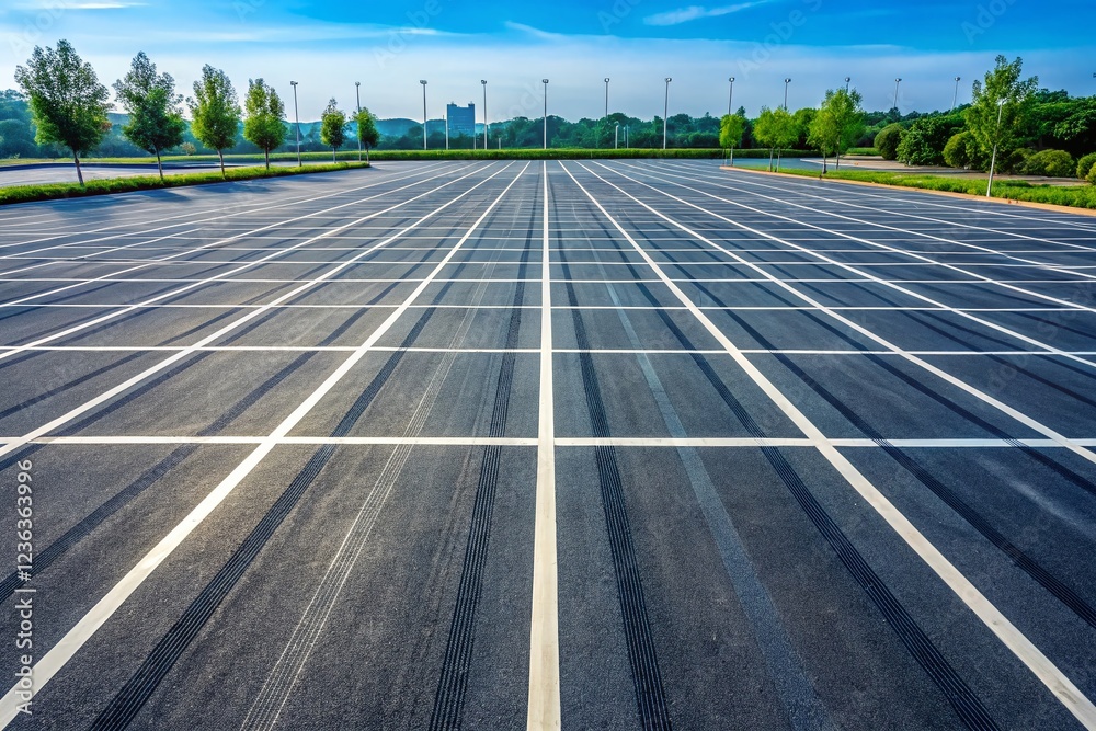 Obraz premium Empty Parking Lot with Symmetrical Markings