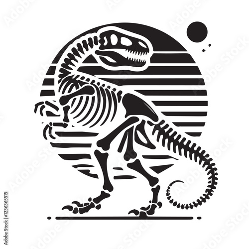 vector black silhouette of dinosaur skeleton