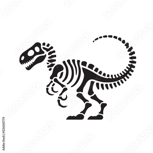 vector black silhouette of dinosaur skeleton