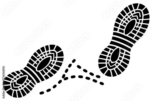 Black and White Shoe Prints and Paw Tracks in Grungy Forensic Crime Scene Style
