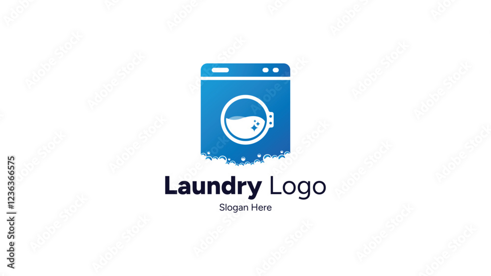 Laundry Logo with Washing Machine With Water Element. Laundry Logo with Washing Machine With Water Element.