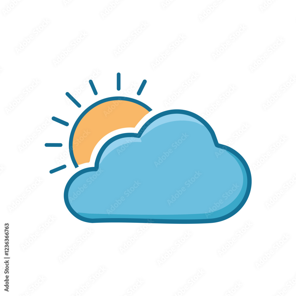 cloud with sun icon vector illustration design graphic flat style cloud with sun icon vector illustration design graphic flat style