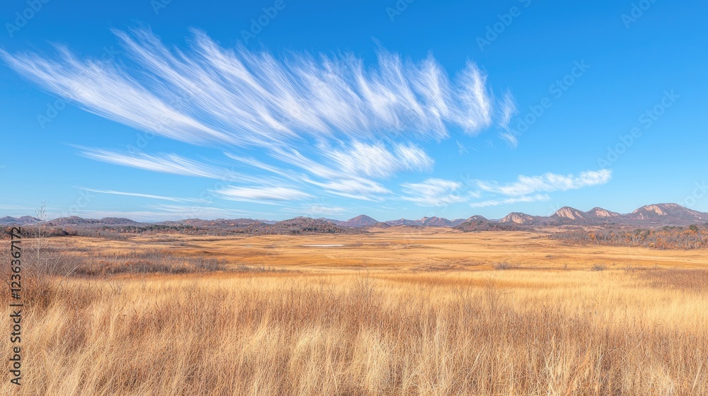 Autumn prairie landscape with windswept clouds Autumn prairie landscape with windswept clouds