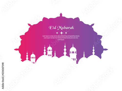 Golden Eid Mubarak with Crescent and Lanterns