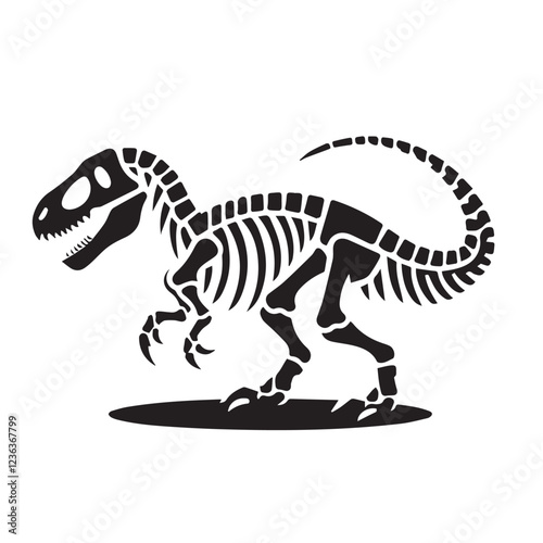 vector black silhouette of dinosaur skeleton