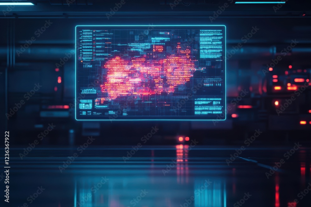 Vibrant Visualization of Human Brain in Red and Blue Colors on Computer Screen Representing Neurotechnology and Digital Innovation in Modern Science Vibrant Visualization of Human Brain in Red and Blue Colors on Computer Screen Representing Neurotechnology and Digital Innovation in Modern Science