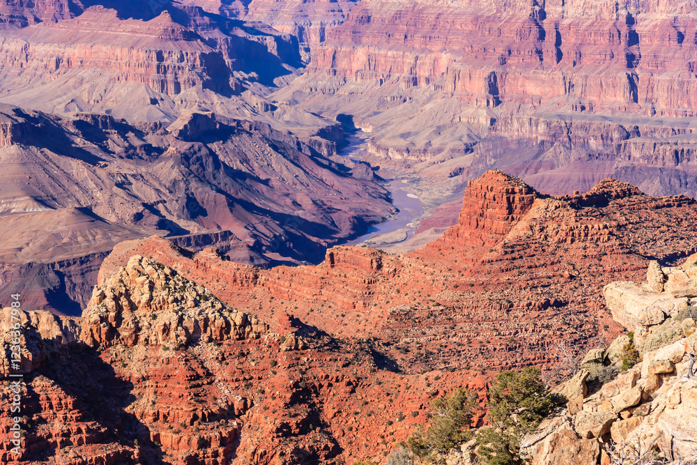 Fotografie A beautiful canyon with a river running through it