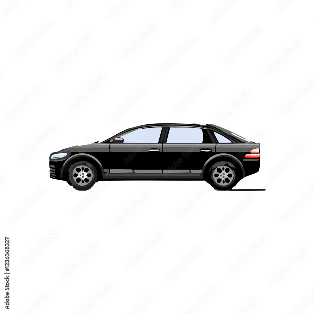 Black car isolated on white background. Vector illustration in flat style. Black car isolated on white background. Vector illustration in flat style.