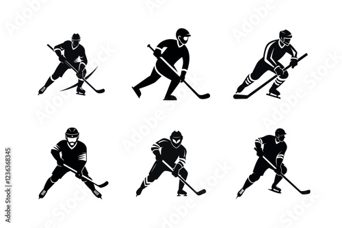 Dynamic Hockey Players in Action Silhouettes