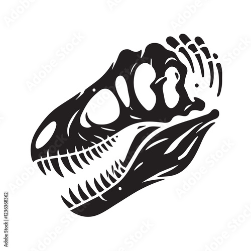 vector black silhouette of dinosaur skull