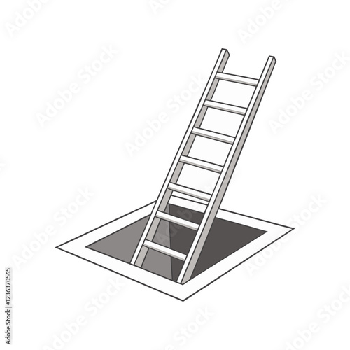 Minimalist Black and White Line Drawing of a Ladder
