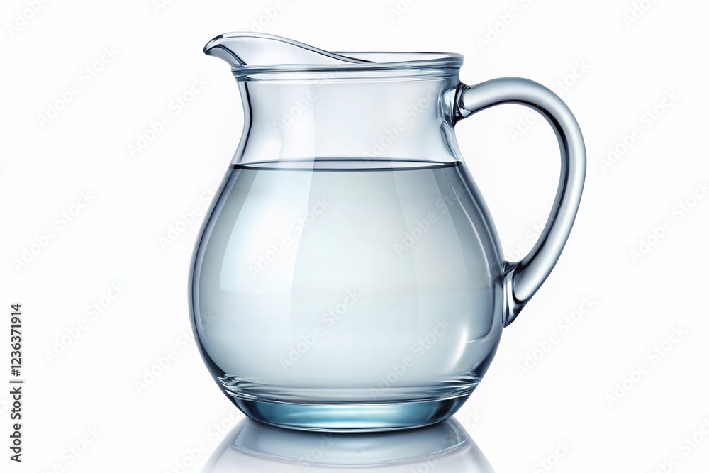 Glass Jug with Water Isolated on White Background Glass Jug with Water Isolated on White Background