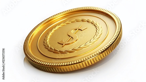 Golden Coin Symbol Isolated on White Background photo