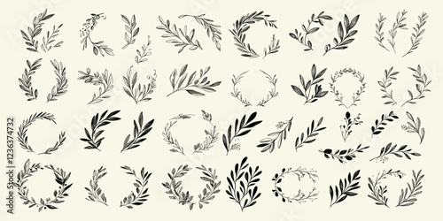 Hand-drawn vector illustration of beautiful wild meadow herbs, herbaceous flowering plants, and blooming flowers, in vibrant colors on a white background.