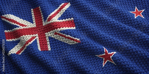 New Zealand Flag Knitted Fabric 3D Image Long Exposure photo