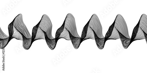 Black on white modern thin curved lines wave. 