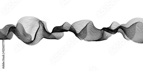 Black on white modern thin curved lines wave. 