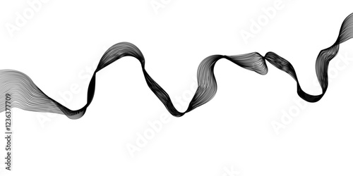 Black on white modern thin curved lines wave. 