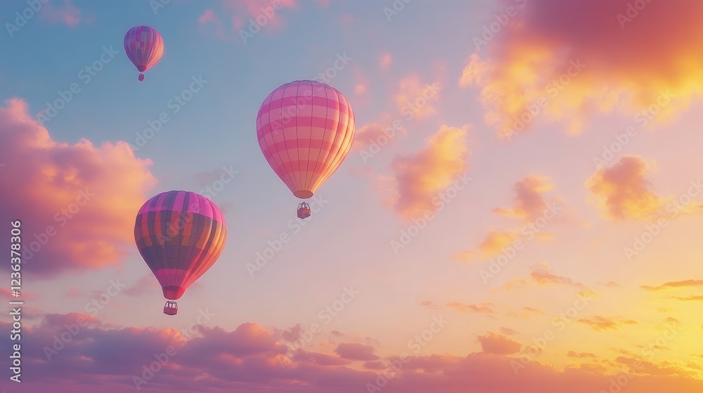 A breathtaking hot air balloon festival with vibrant balloons lifting off against a pastel-toned sunset sky A breathtaking hot air balloon festival with vibrant balloons lifting off against a pastel-toned sunset sky