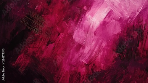 An abstract painting with bold brushstrokes in deep jewel-tone hues.