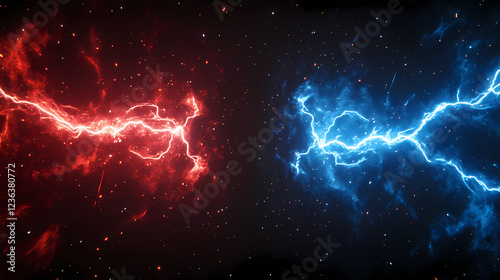 Wallpaper Mural Intense clash of blue and red energy lightning Torontodigital.ca