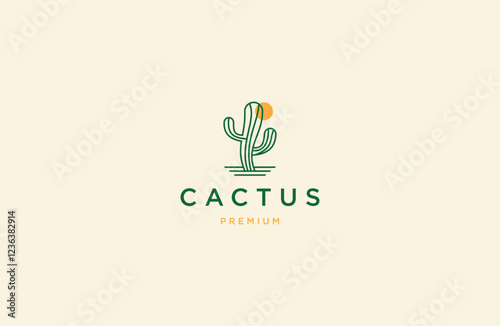 Cactus logo design template flat vector