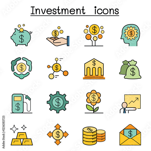 Investment icon set in thin line style