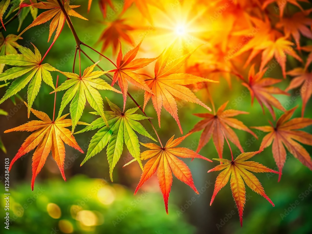 Japanese Maple Leaves Bathed in Summer Sun Japanese Maple Leaves Bathed in Summer Sun