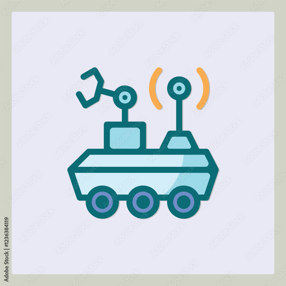 Stylized Moon Rover Icon With Robotic Arm and Antenna for Space Exploration Stylized Moon Rover Icon With Robotic Arm and Antenna for Space Exploration