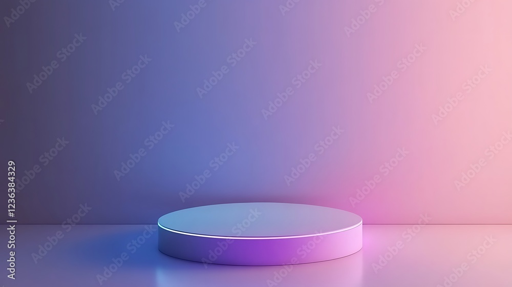 Illuminated Circular Platform Against Gradient Wall Illuminated Circular Platform Against Gradient Wall