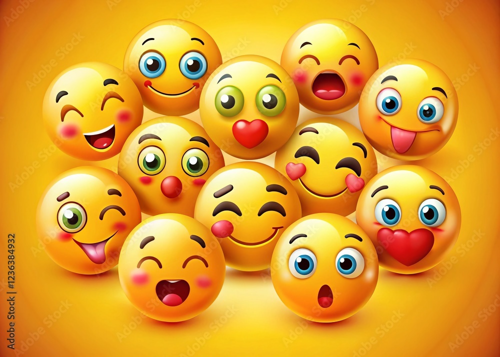 Kiss Emoji Vector Characters Set Yellow Round Collection Kiss Emoji Vector Characters Set Yellow Round Collection