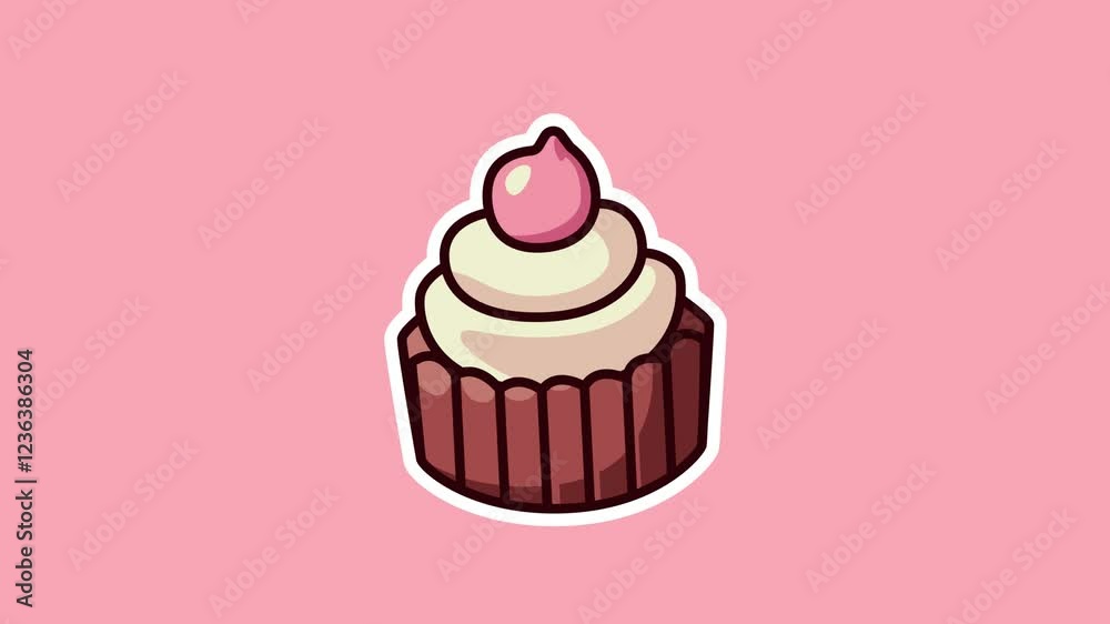 Delicious Chocolate Cupcake with Cherry on Top in Looping Valentine Animation Delicious Chocolate Cupcake with Cherry on Top in Looping Valentine Animation