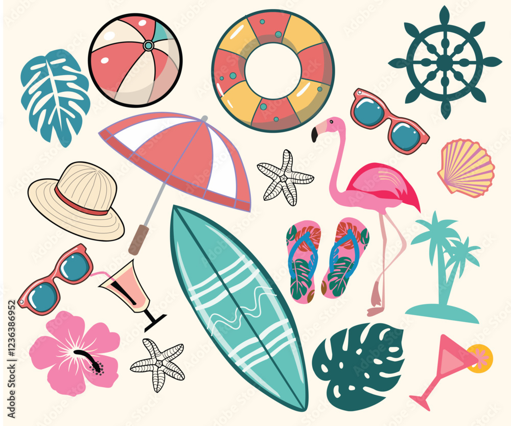 Fototapeta premium Summer travel and vacation elements