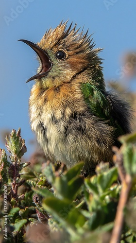 HD Phone Wallpaper Juvenile Rufous tailed Palm Thrush Bird Singing on Bush Vibrant Feathers Close up photo