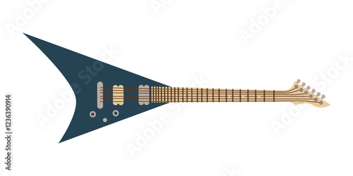Blue electric guitar in clip art style. Isolated vector illustration for your design